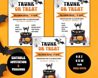 Trunk or Treat Editable Halloween Flyer, School Event (Digital Download)