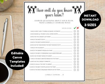 Office Bonding Fun - Do You Know Your Team Game - Editable Template Included