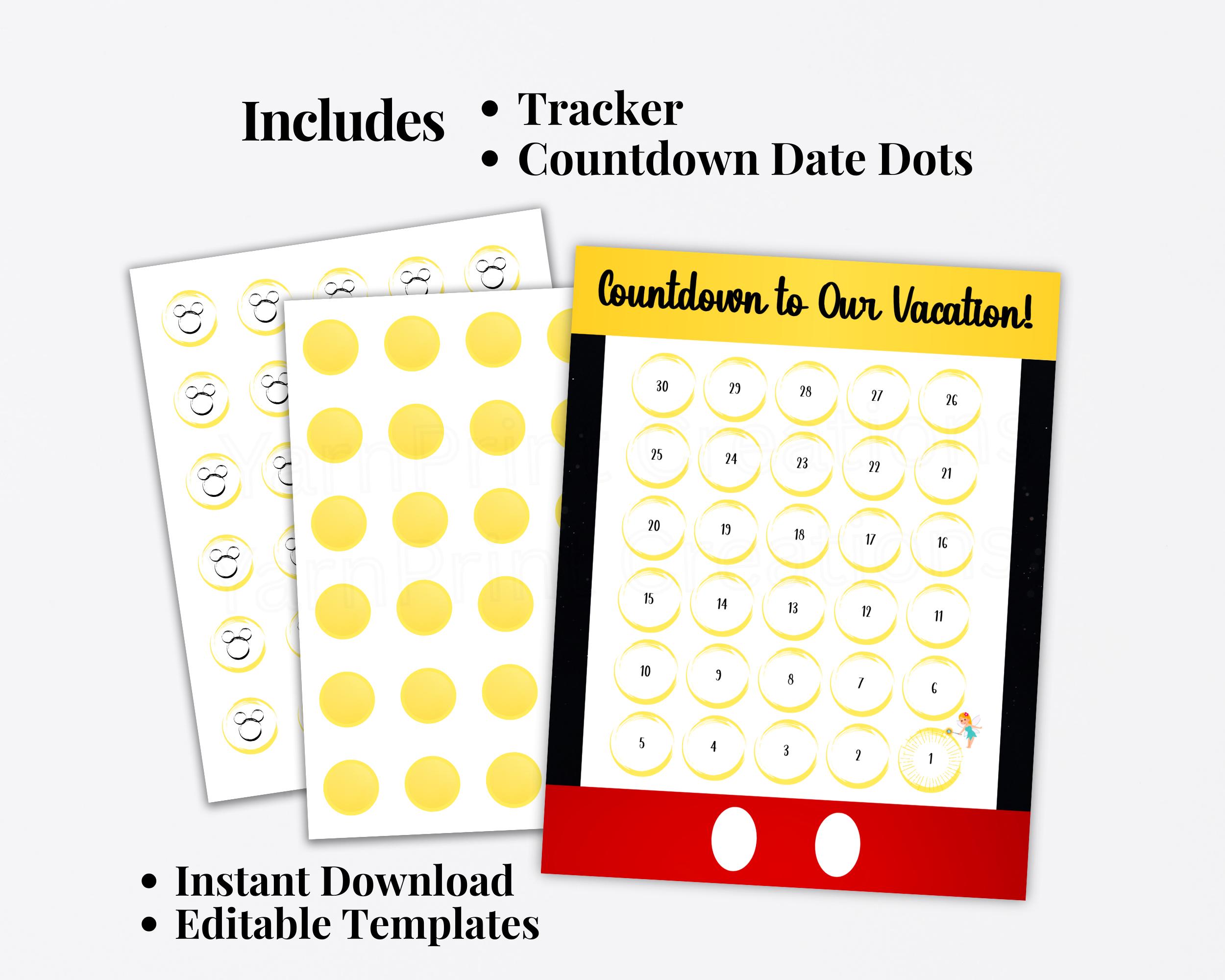 Magical Vacation Countdown Tracker, Fairytale Planner (digital Download ...