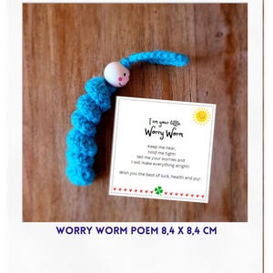 Poema del gusano de la preocupación (DIY) - Proyecto PDF (6 tarjetas imprimibles para crochet)