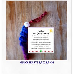 Glückswurm Gedicht DIY PDF 6 bunte Spruch Karten druckbares Design, DINA4 Seite, Sorgenwürmchen Sorgenwurm Glückswürmchen deutsch
