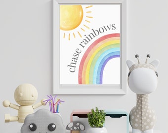 Rainbow Nursery Wall Art, Playroom Poster (Digital Download)