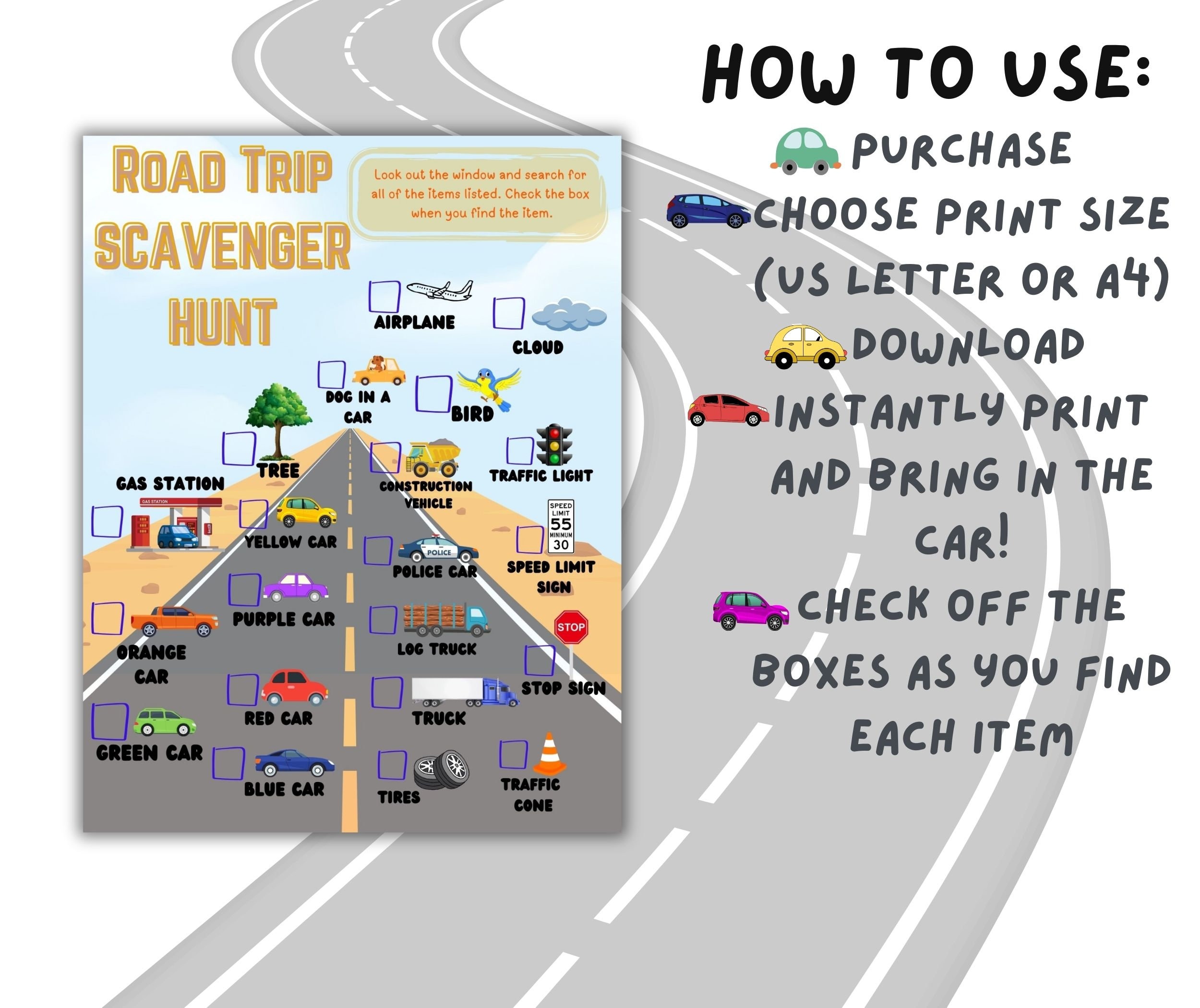 Scavenger Hunt, Road Trip Scavenger Hunt, Scavenger Hunt for Kids, Road ...