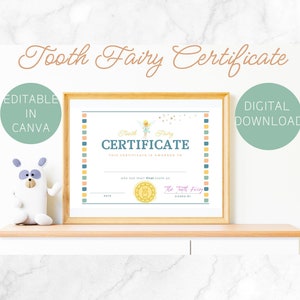 Carta del Hada de los Dientes, Nota del Hada de los Dientes, Certificado del Diente, Recibo del Hada de los Dientes, Certificado del Hada de los Dientes, Carta del Hada de los Dientes, Hada de los Dientes