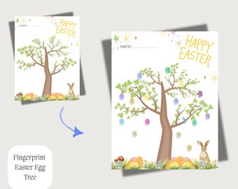 Fingerabdruck Osterei Baum Printable, Kids Spring Craft (PDF)