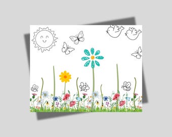 Spring Fingerprint Flower Craft Printable - Easy Spring Craft for Kids - Fun Spring Activity - Preschool & Toddler Art Project