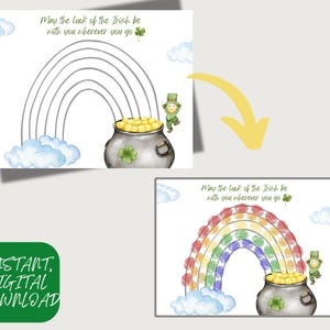 Artesanato de Arco-Íris com Impressões Digitais para o Dia de São Patrício, Atividade do Pote de Ouro (Download Instantâneo)