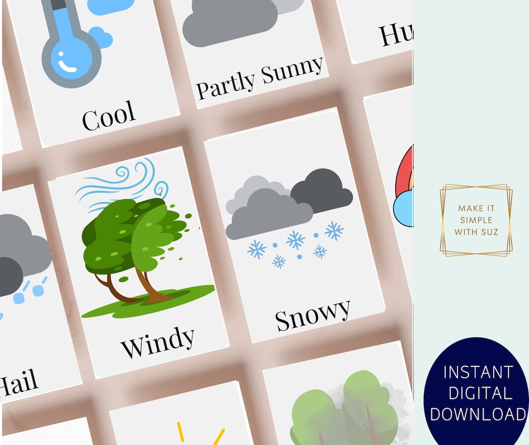 Printable Weather Flashcards for Kids | Montessori Homeschool (digital ...