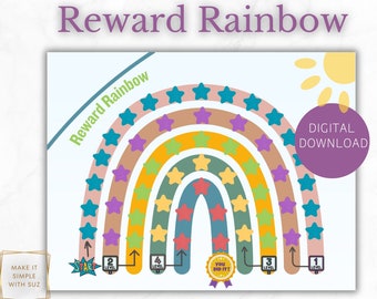 Rainbow Reward Chart, Kids Chore & Behavior Printable (Digital Download)