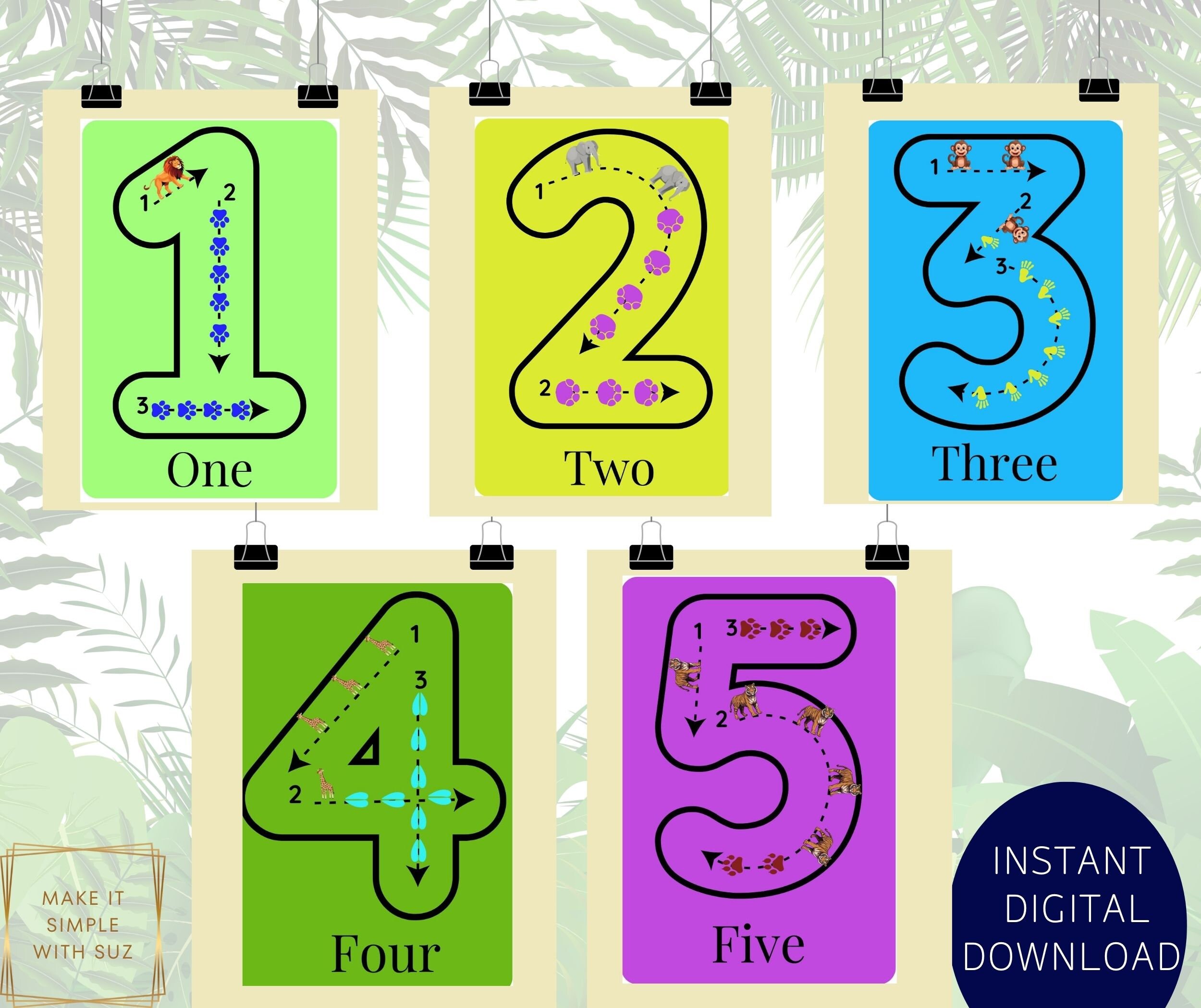 Number Flashcards, Number Tracing Flashcards, Preschool Flashcard ...