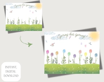 Spring Fingerprint Art Printable | Kids Spring Craft | Preschool & Homeschool Activity | Daycare Spring Art | Spring Classroom Decor