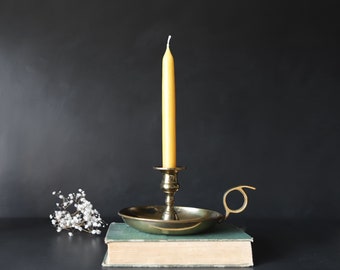 Brass Chamberstick Candlestick RUSTIC Bronze Taper Candle Holder Photo Prop