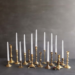 Vintage Brass Candlesticks Antique Candle Holder You Choose SOLD SEPARATELY Mixed Graduated Gold Metal Mismatched Wedding Collection READ