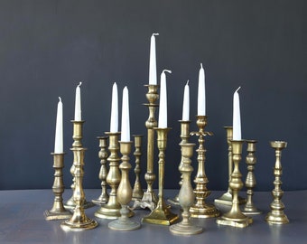 Vintage Antique Brass Candlestick Holders Large Heavy You Choose SOLD INDIVIDUALLY Candleholders Farmhouse Wedding Mixed Christmas Candles