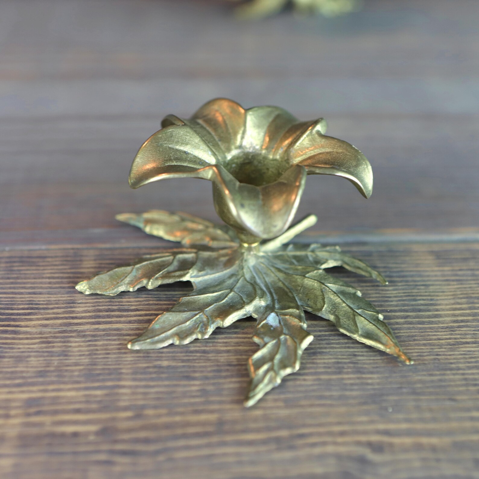 Vintage Brass Flower Candle Holders Etsy