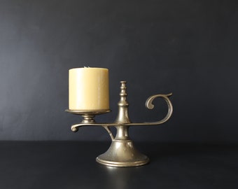 Genie Candlestick Vintage Snuffer Vintage Brass Lamp Style Unique Handled Taper Candle Holder Light Flame Extinguisher Chamberstick