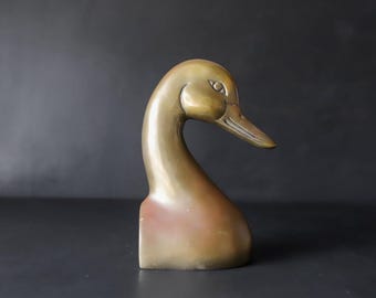 SINGLE Duck Head Bookends Vintage Home Office Bookshelf Accent 6 3/8” Tall