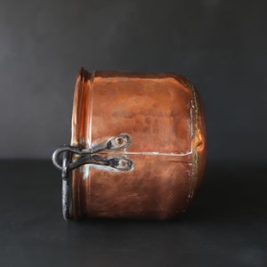 Rustic Copper Bucket Cauldron with Iron Swing Handle Farmhouse Kitchen Storage Container Metalware Dovetailed image 6