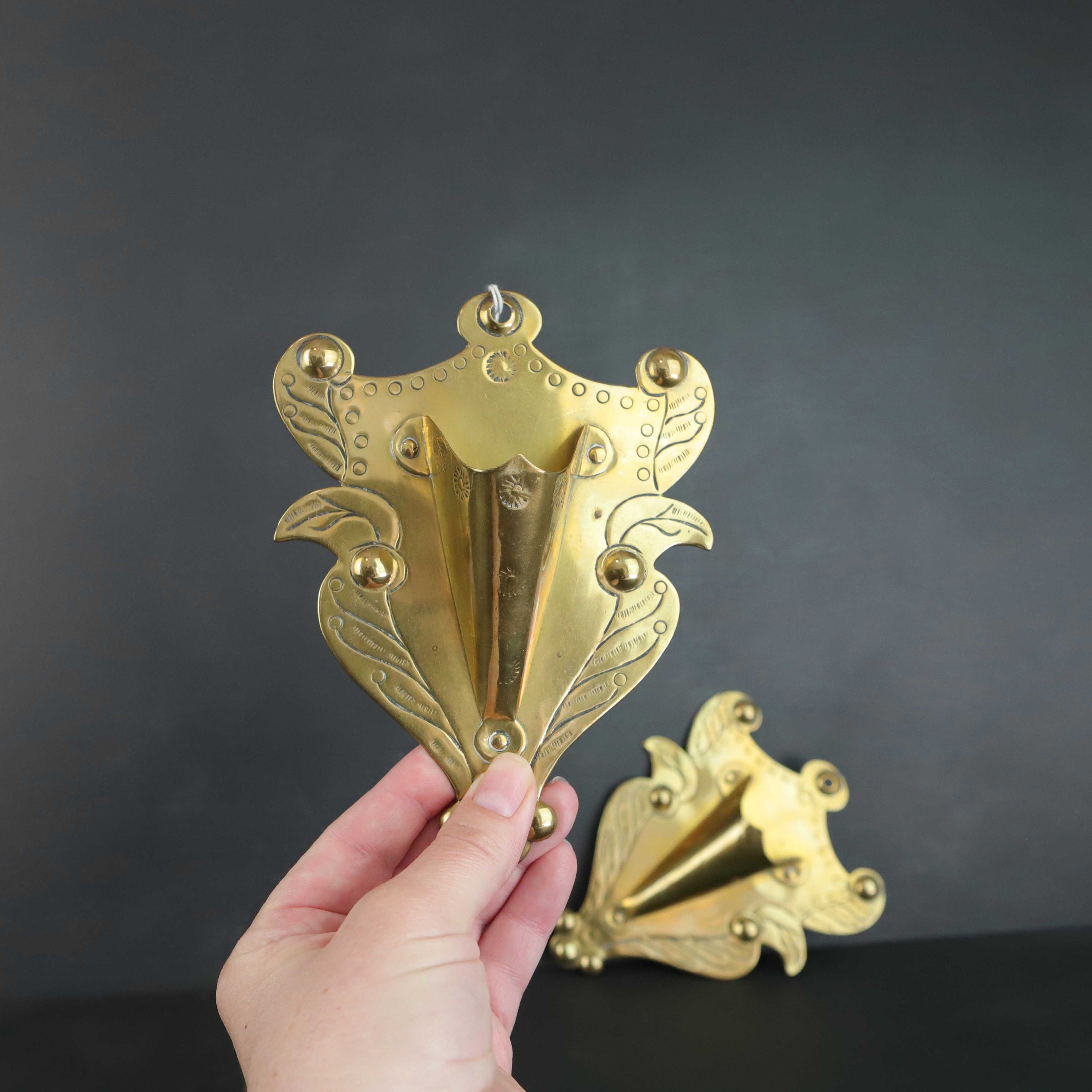 Antique Wall Pockets Match Holder / Solid Brass Tiny Wall Etsy