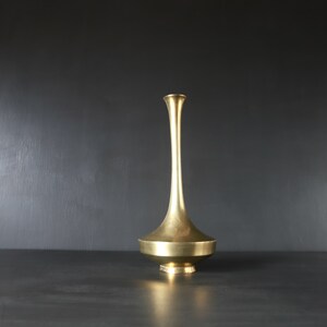 MCM Brass Bulb Vase Pedestal Accent FLAWED Simple Modernist Art Deco Contemporary Home Decorations Snapped Neck Fixed Heavy Vintage READ