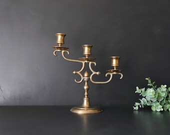 Tiered Brass Candelabra Vintage 3 Arm Taper Candle Holder Classic Holiday Candlestick Holders