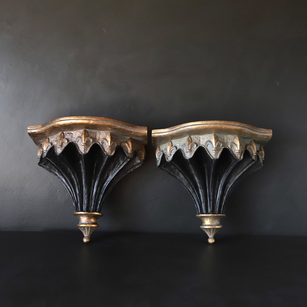 Bombay Company Wall Shelves Vintage Fluted Sconces Plaster Plant Shelf