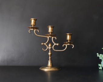 Tiered Brass Candelabra Vintage 3 Arm Taper Candle Holder Classic Holiday Candlestick Holders