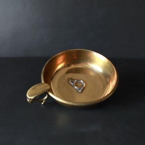 Vintage French Horn Ashtray Brass Trinket Dish Musical Band Tray With Handle Office Desk Catchall Bowl