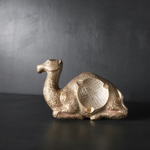 Art Deco Camel Ashtray Trinket Tray Vintage Brass Kitschy Souvenir Nightstand Catchall Egyptian