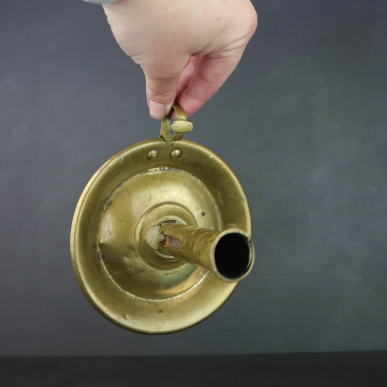 Antique Push Up Brass Chamberstick Rustic Taper Candle Holder French Country Farmhouse Decor