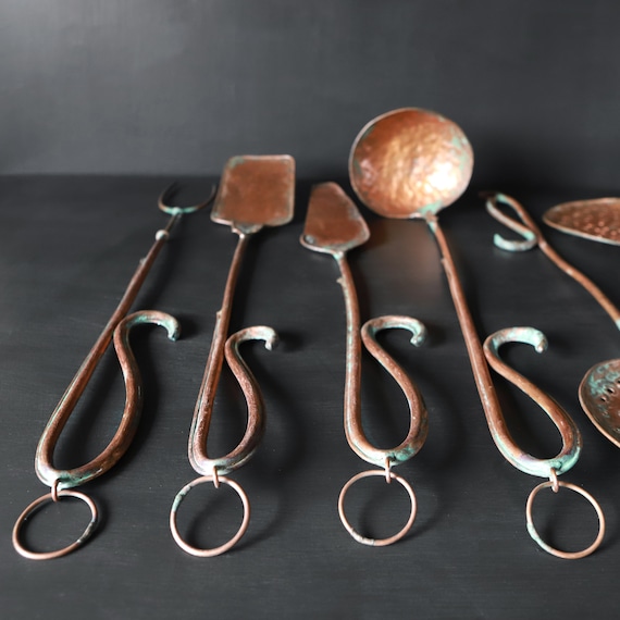 Kitchen Wood Utensils Chef Accessories Hanging Copper Kitchen