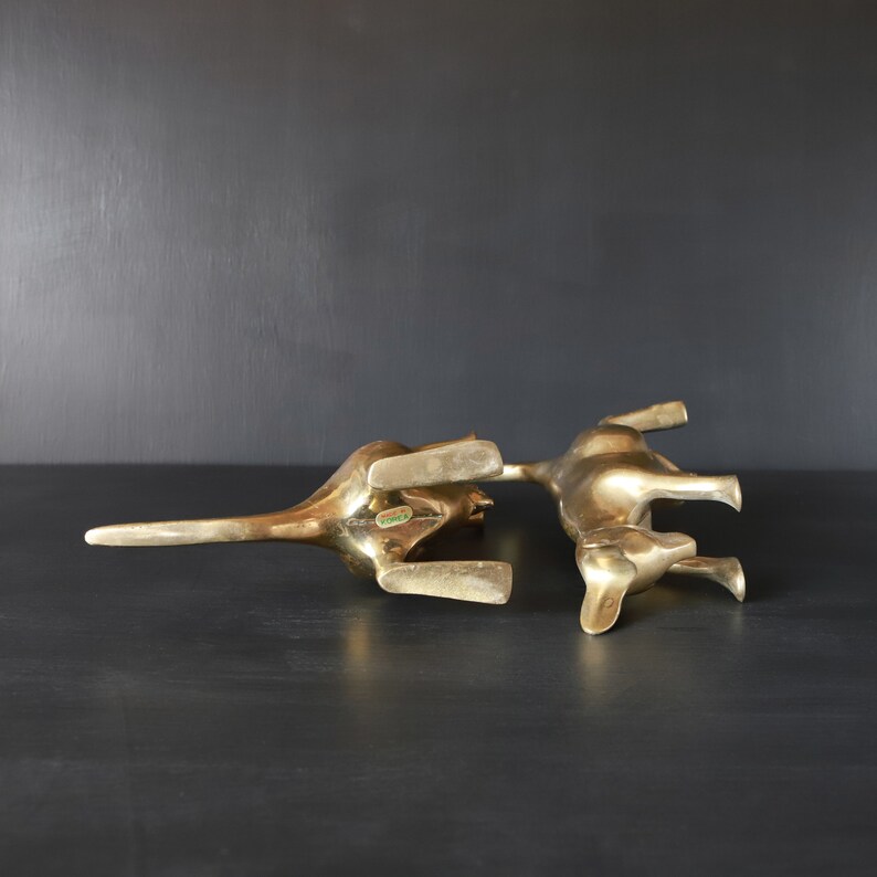 Whimsical Kangaroos Bookends Joey Baby Pouches Brass Door Stop Etsy