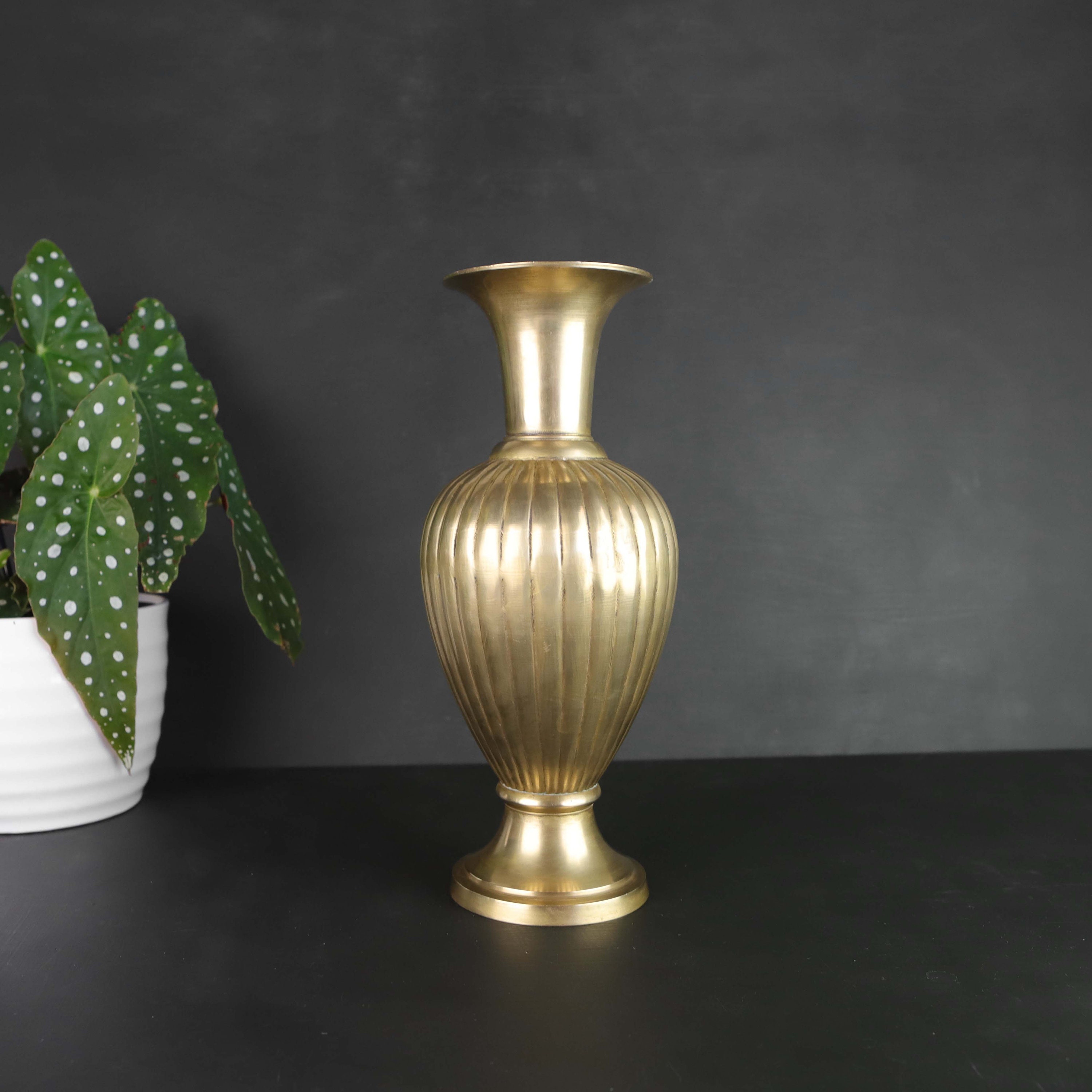 MCM Brass Vases / Trumpet Fluted Floral Vase Centerpiece Etsy