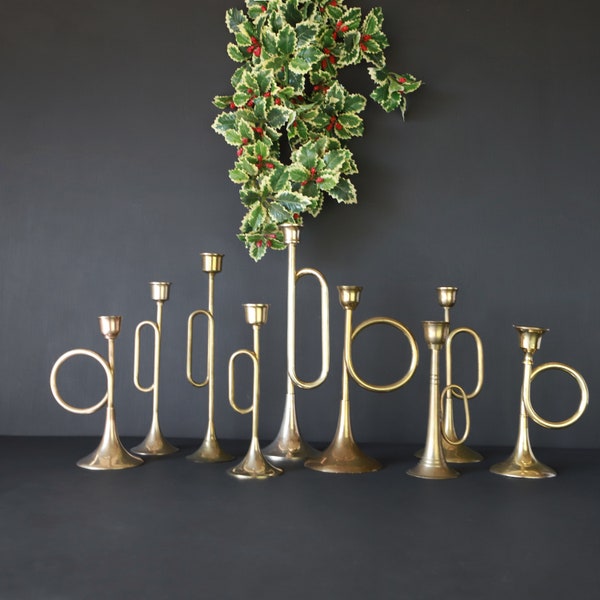 Vintage Trumpet Horn Candlesticks Brass Musical Band InstrumentsShaped Metal Bugles Classic Christmas Ornaments Mixed Holiday Lighting