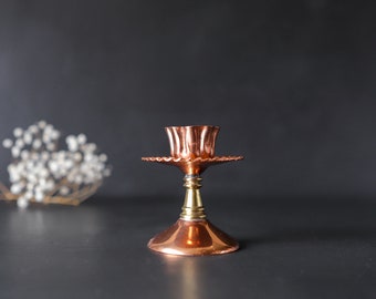 Ruffled Copper Candlestick Holder Vintage Ruffled Gregorian Taper Candle Display Stand Cute Cottage