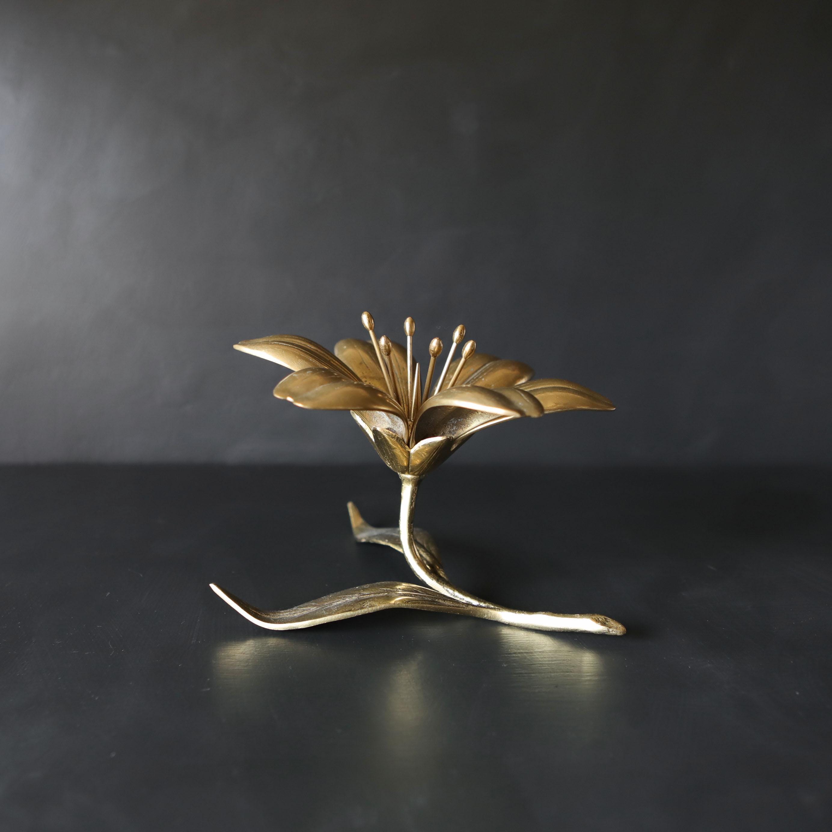 Vintage Brass Lotus Ashtray Sculpture Individual Petals Lilly