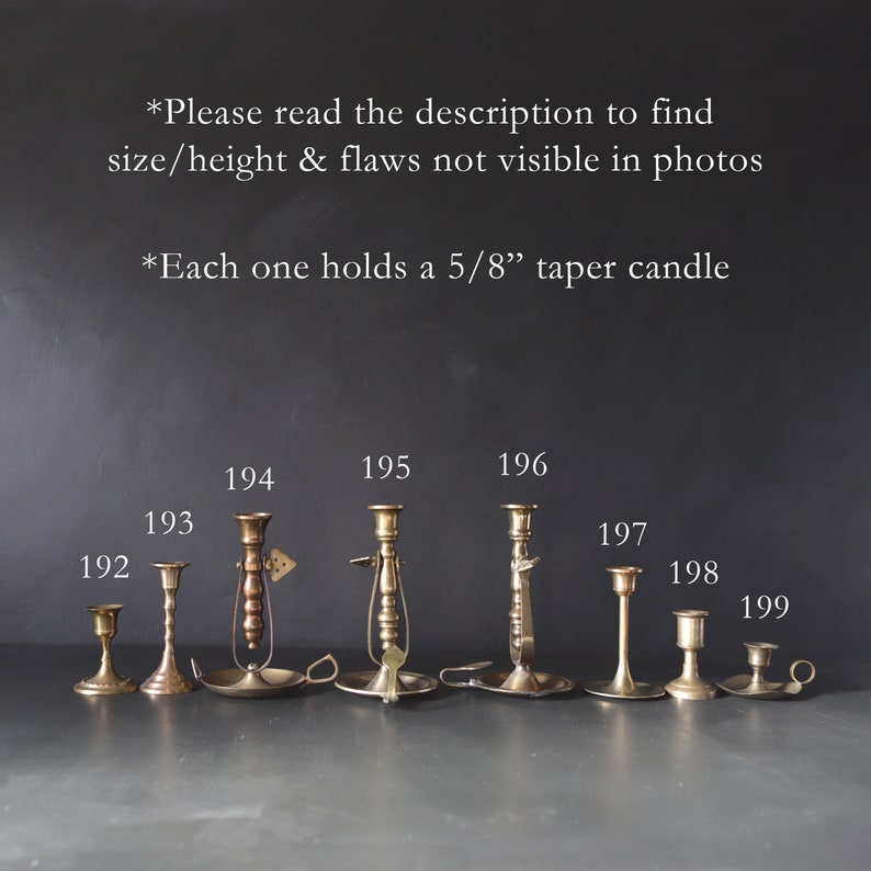 MINI Vintage Brass Candlesticks 1/2 5/8 or 3/4 Tiny Candle Holders You Choose SOLD SEPARATELY Mismatched Antique Farmhouse Wedding Decor image 9