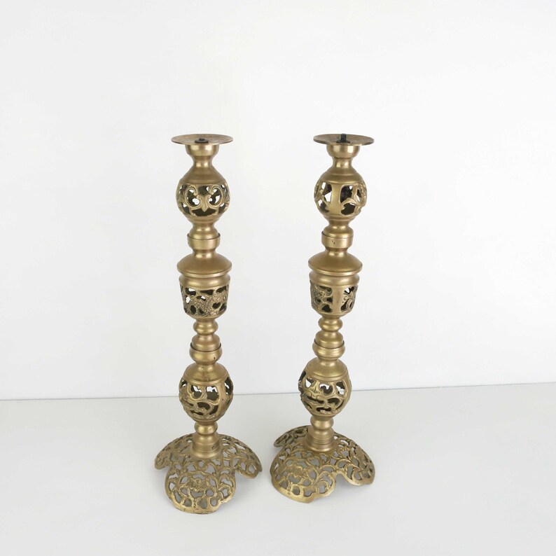 Pair Of vintage Brass Candlestick Holders Vintage Candlestick Holders