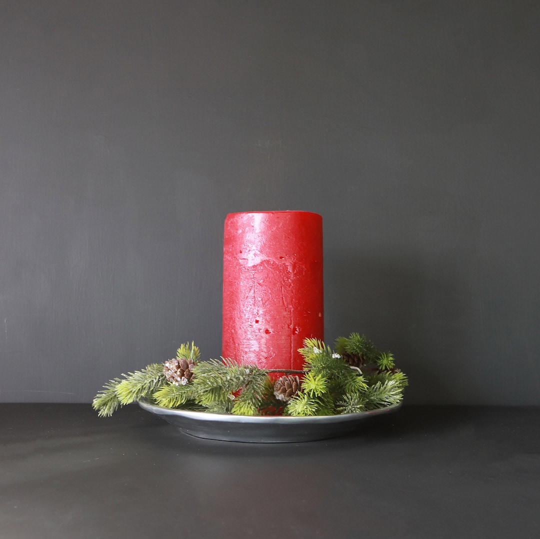 10 Round Silver Candle Tray Vintage Pottery Barn Pillar Etsy