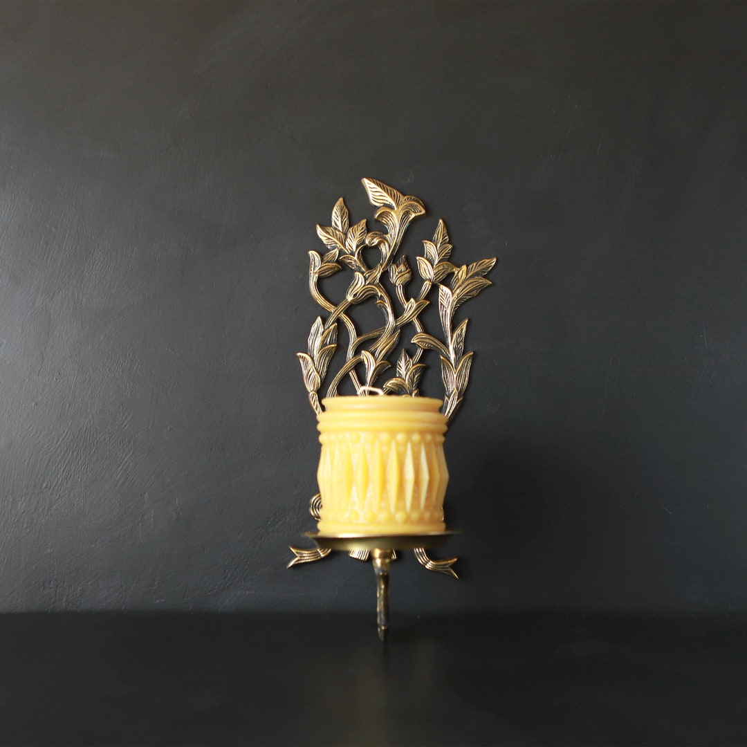 Vintage Brass Sconce Candlestick Holder Taper Candle Wall Etsy