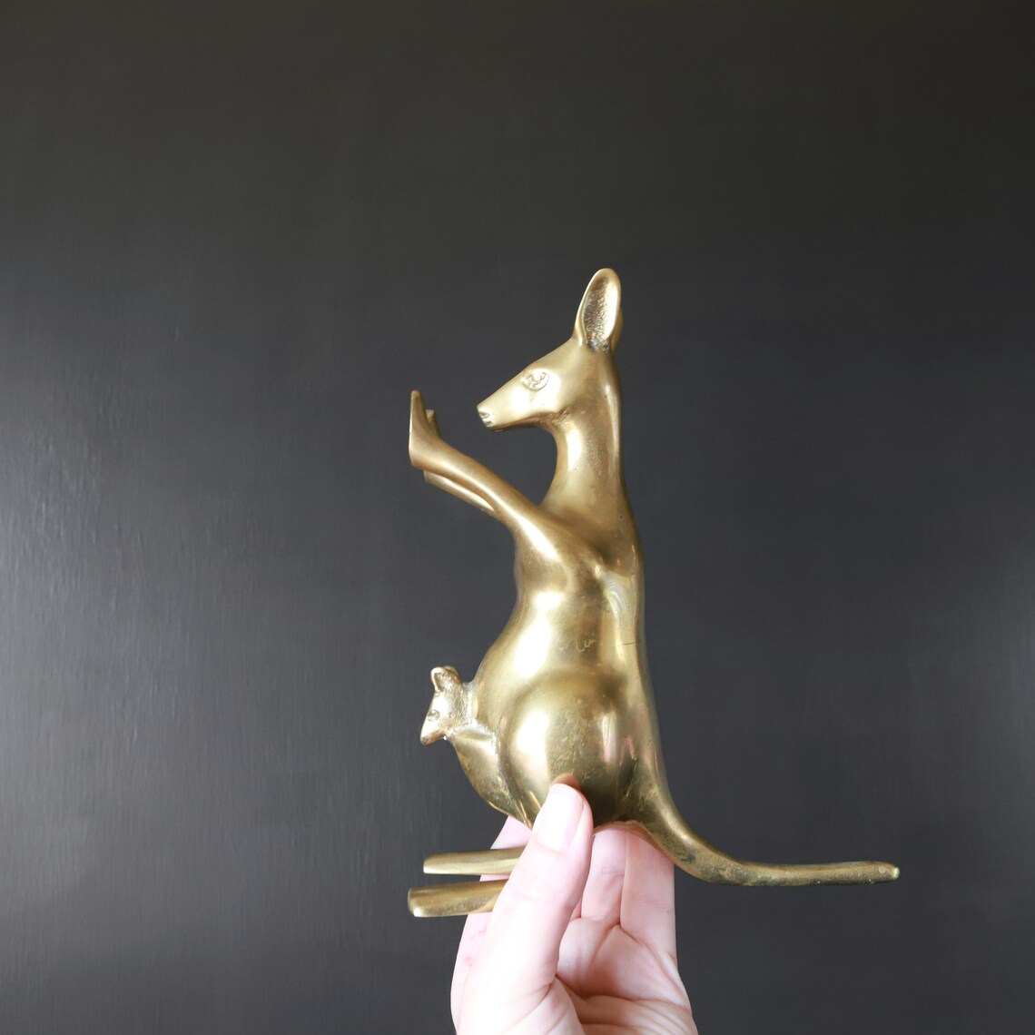 Whimsical Kangaroos Bookends Joey Baby Pouches Brass Door Stop Etsy