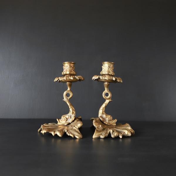Antique Dolphin Candlesticks Etsy