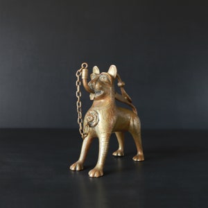 Antique Aquamanile Oil Lamp Lighter 19th C German Lion Shaped Bronze Home Altar Decor Collectible Animal image 7
