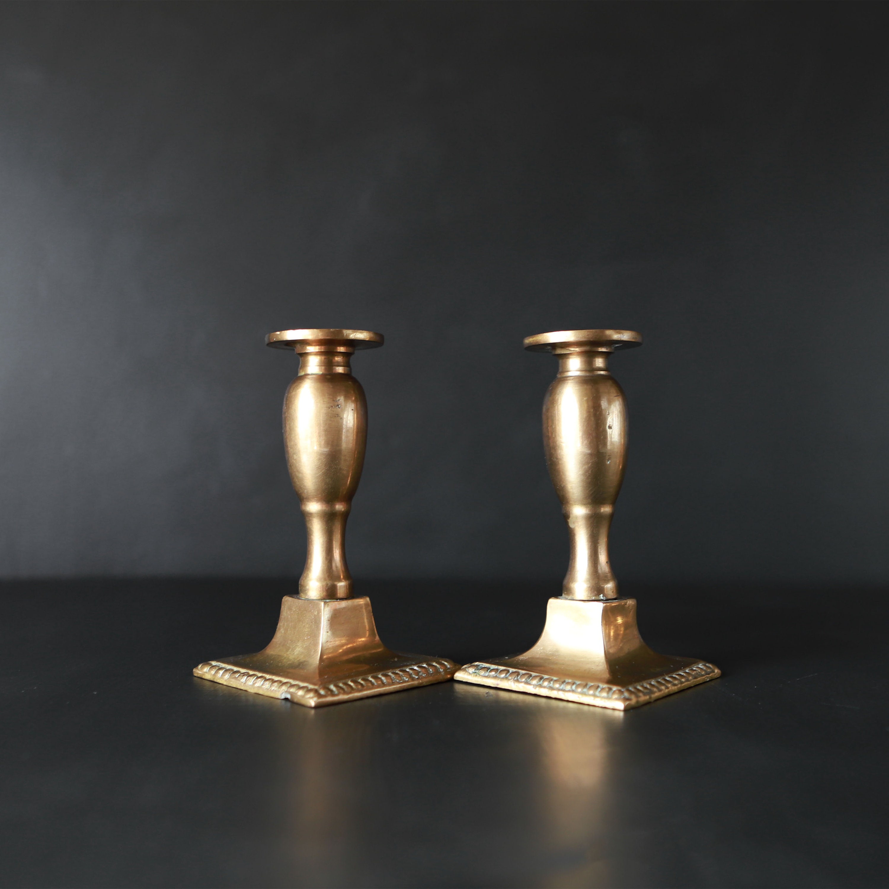 Vintage Brass Taper Candle Holder Square Footed Base Set of 2 -  Norway
