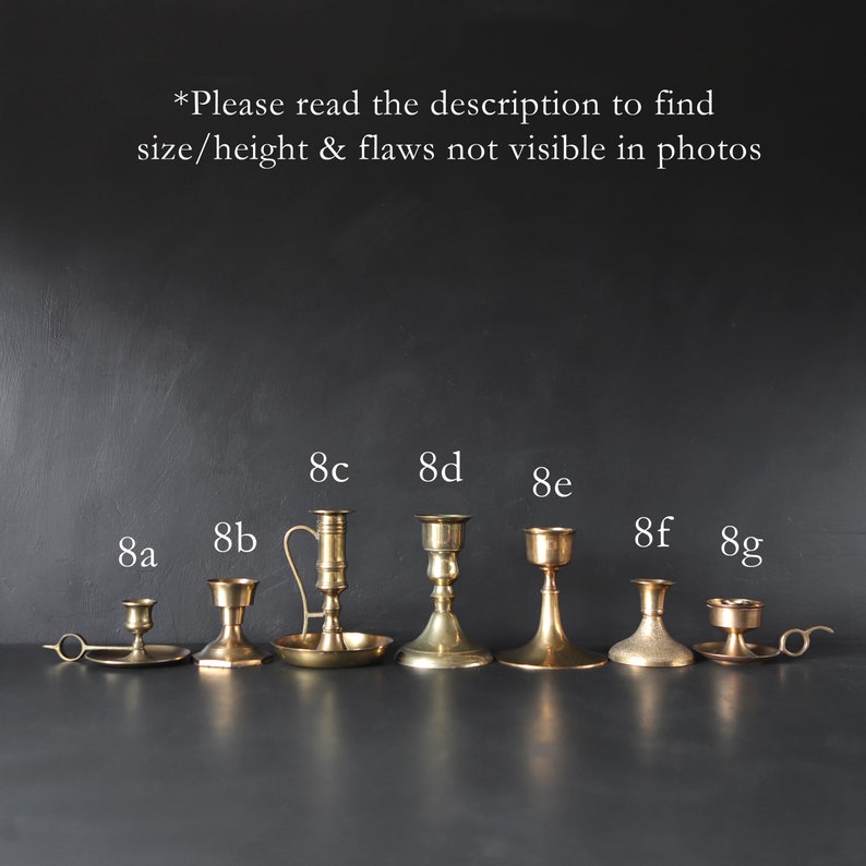 Vintage Brass Candlesticks Antique Candle Holder You Choose SOLD SEPARATELY Mixed Graduated Gold Metal Mismatched Wedding Collection READ image 9