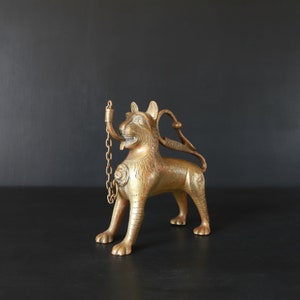 Antique Aquamanile Oil Lamp Lighter 19th C German Lion Shaped Bronze Home Altar Decor Collectible Animal image 5