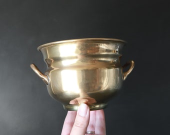 Vintage Brass Planter Pot with Handles