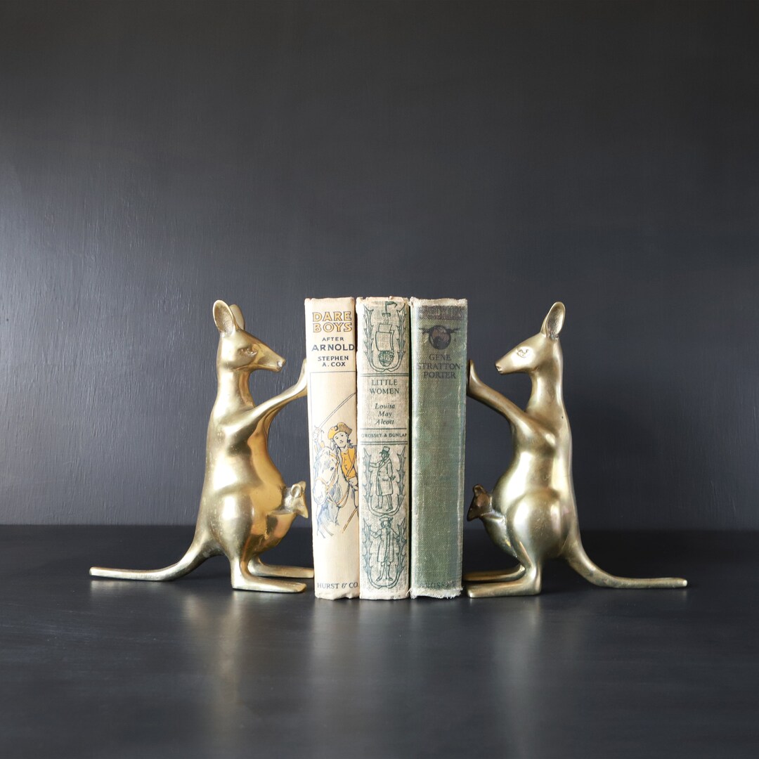 Vintage Kangaroo Joey Bookends Baby Pouches Brass Door Stop Etsy