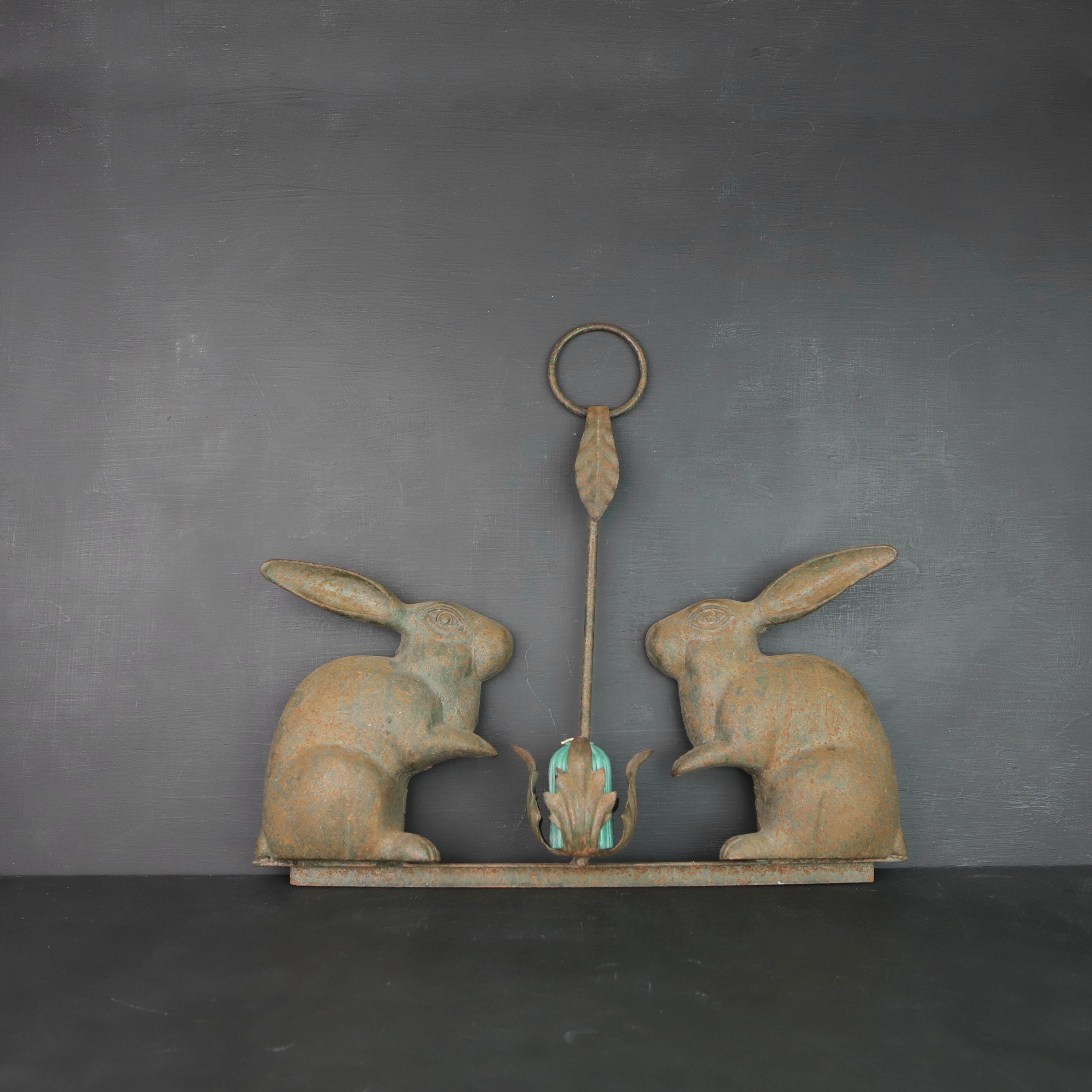Vintage Cast Iron Rabbit Sconce / A Pair of Bunnies Candle Etsy