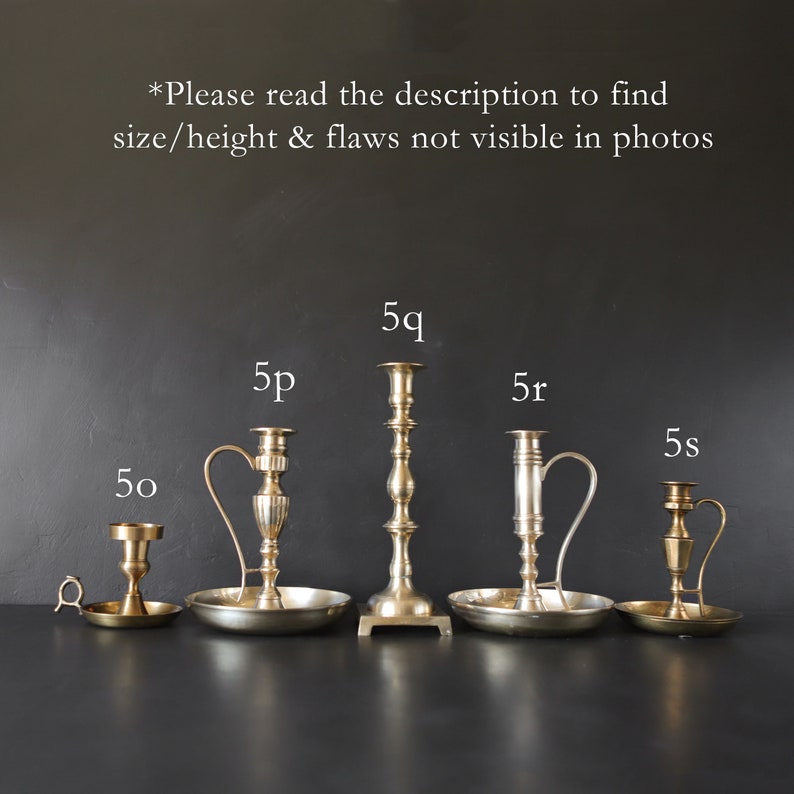 Vintage Brass Candlesticks Antique Candle Holder You Choose SOLD SEPARATELY Mixed Graduated Gold Metal Mismatched Wedding Collection READ image 7